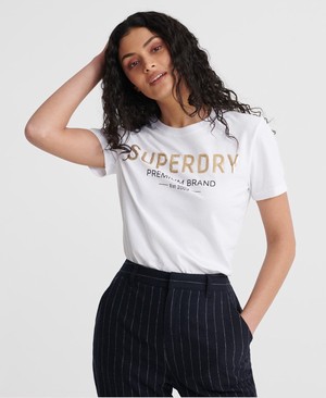 Superdry Premium Sequin Női Pólók Fehér | HEXYT5812